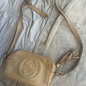 Gucci Beige Leather Crossbody Bag with Tassel
